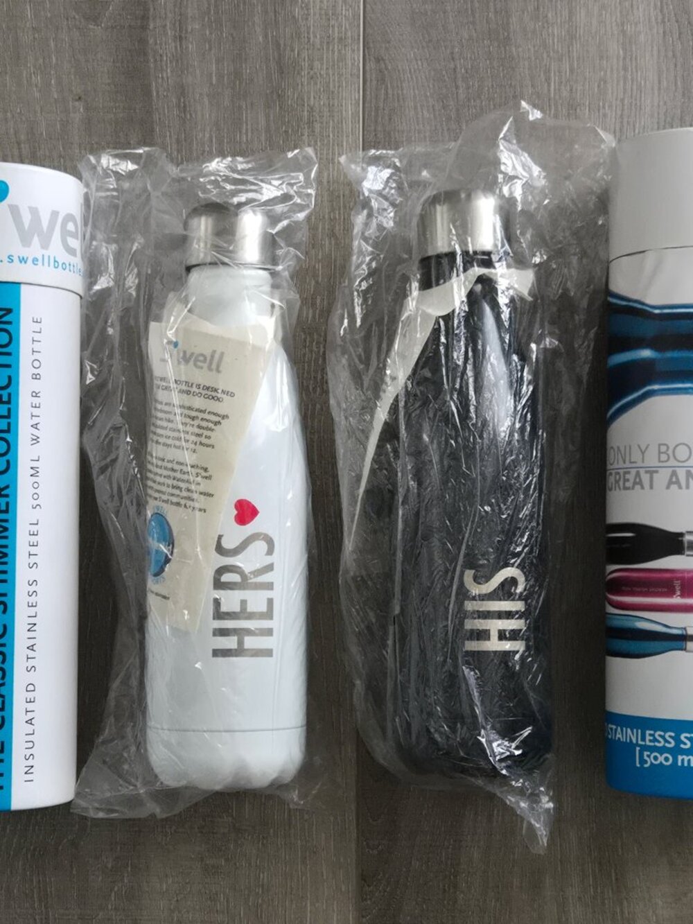 Lot of 2 NIB Swell Original Insulated Stainless Steel 17oz His Hers Design B&W